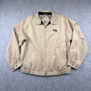 Cutter & Buck Georgia Tech GT Yellow Jackets Tan Suede Jacket Mens XL
